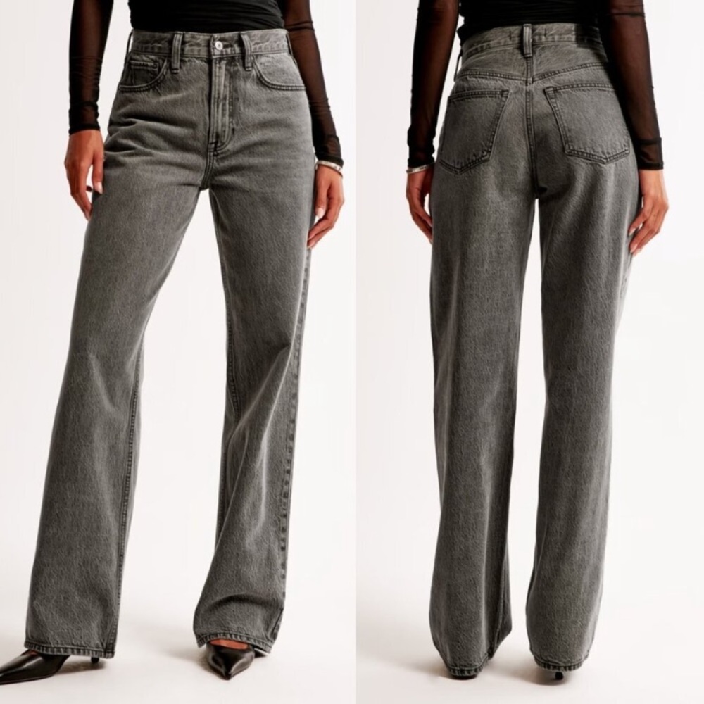 Abercrombie & Fitch The Loose High Rise Jeans Women’s 24 00 Gray Denim Baggy Leg - Picture 3 of 16
